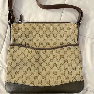 Authentic Gucci Canvas Crossbody Messenger Bag